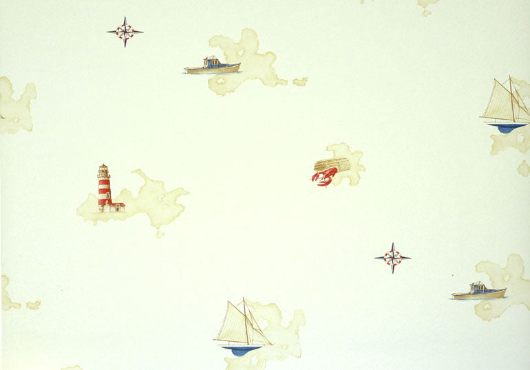 Lighthouse Compass WALLPAPER DOUBLE ROLL BH89061 – WallUSA.com ...