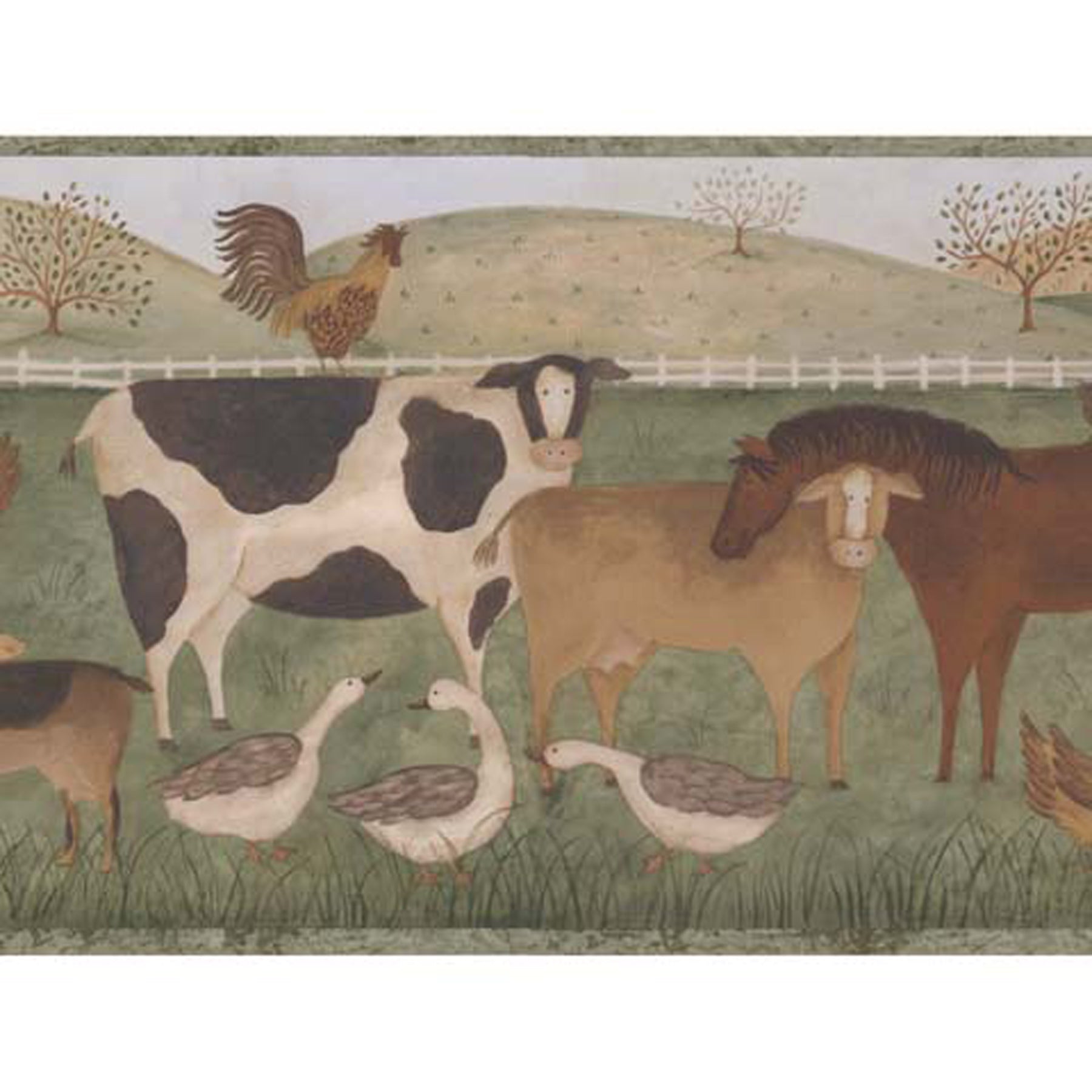 Concord Wallpaper Border - Vintage Rooster & Leaf Pattern, Pre-Pasted, 15ft X 10in, For Kitchen & Farmhouse Decor - View #3